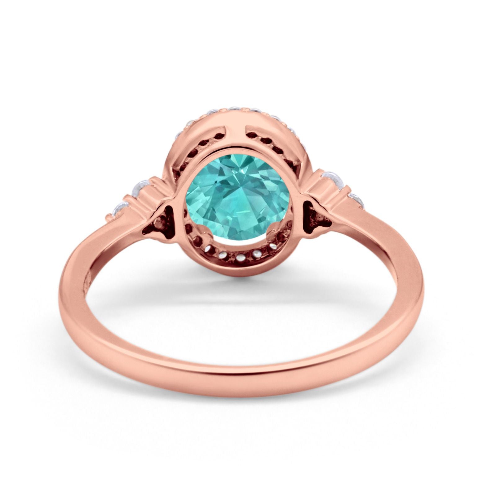 Halo Art Deco Oval Engagement Ring Simulated Cubic Zirconia 925 Sterling Silver