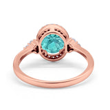 Halo Art Deco Oval Engagement Ring Simulated Cubic Zirconia 925 Sterling Silver