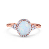 Halo Art Deco Oval Engagement Ring Simulated Cubic Zirconia 925 Sterling Silver