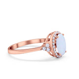 Halo Art Deco Oval Engagement Ring Simulated Cubic Zirconia 925 Sterling Silver