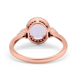 Halo Art Deco Oval Engagement Ring Simulated Cubic Zirconia 925 Sterling Silver