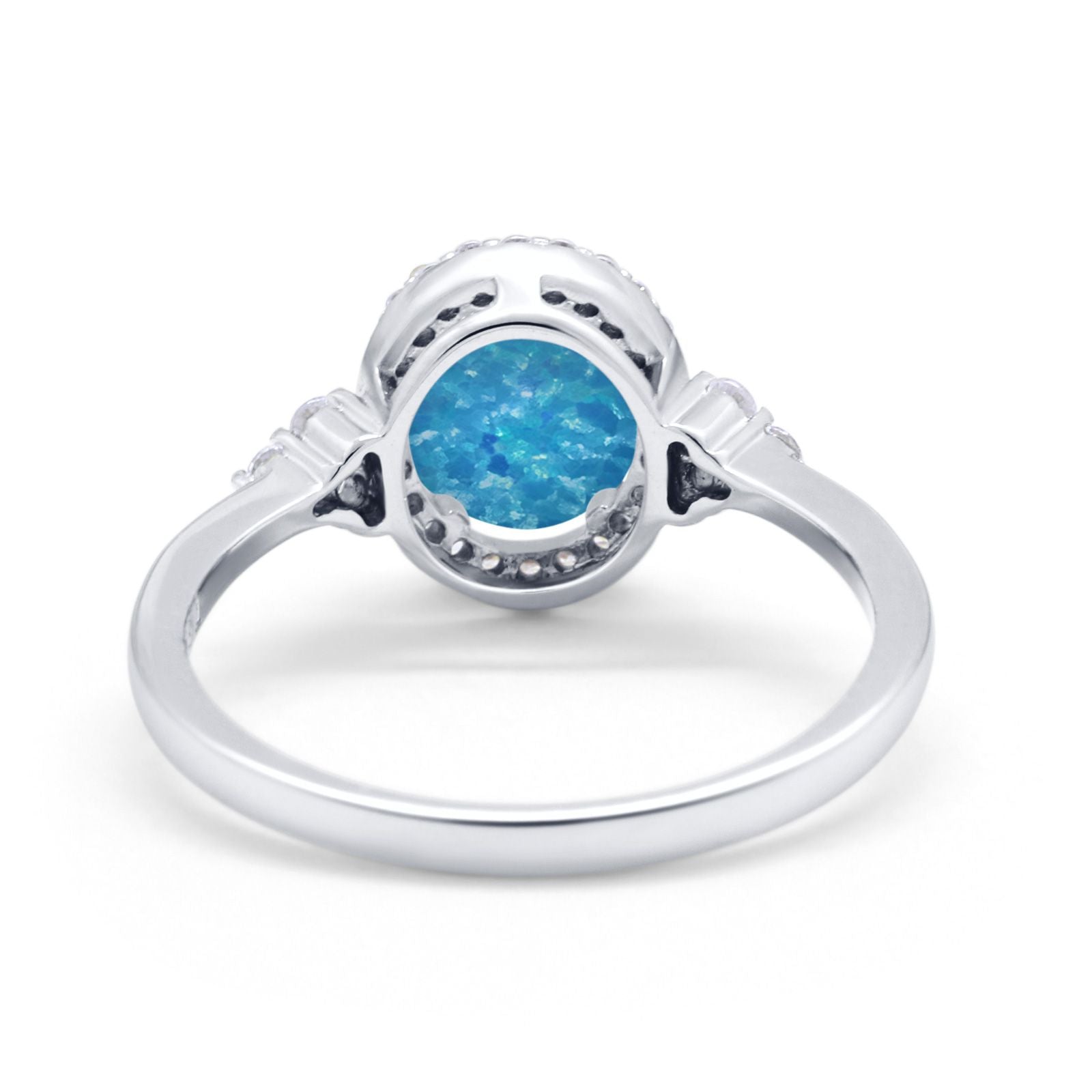 Halo Art Deco Oval Engagement Ring Simulated Cubic Zirconia 925 Sterling Silver