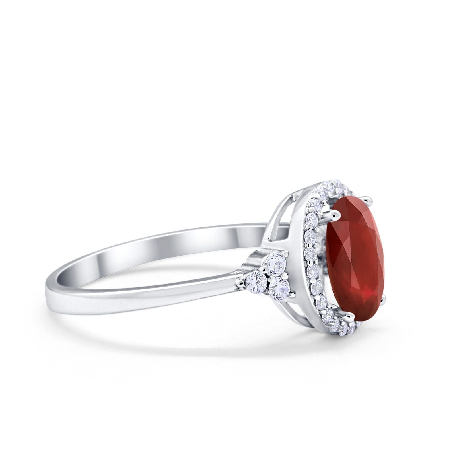 Halo Art Deco Oval Engagement Ring Simulated Cubic Zirconia 925 Sterling Silver