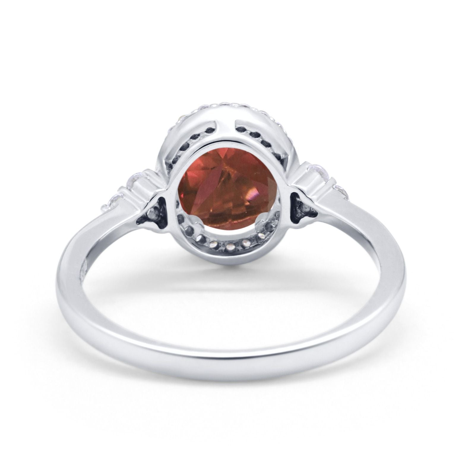 Halo Art Deco Oval Engagement Ring Simulated Cubic Zirconia 925 Sterling Silver