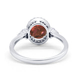 Halo Art Deco Oval Engagement Ring Simulated Cubic Zirconia 925 Sterling Silver