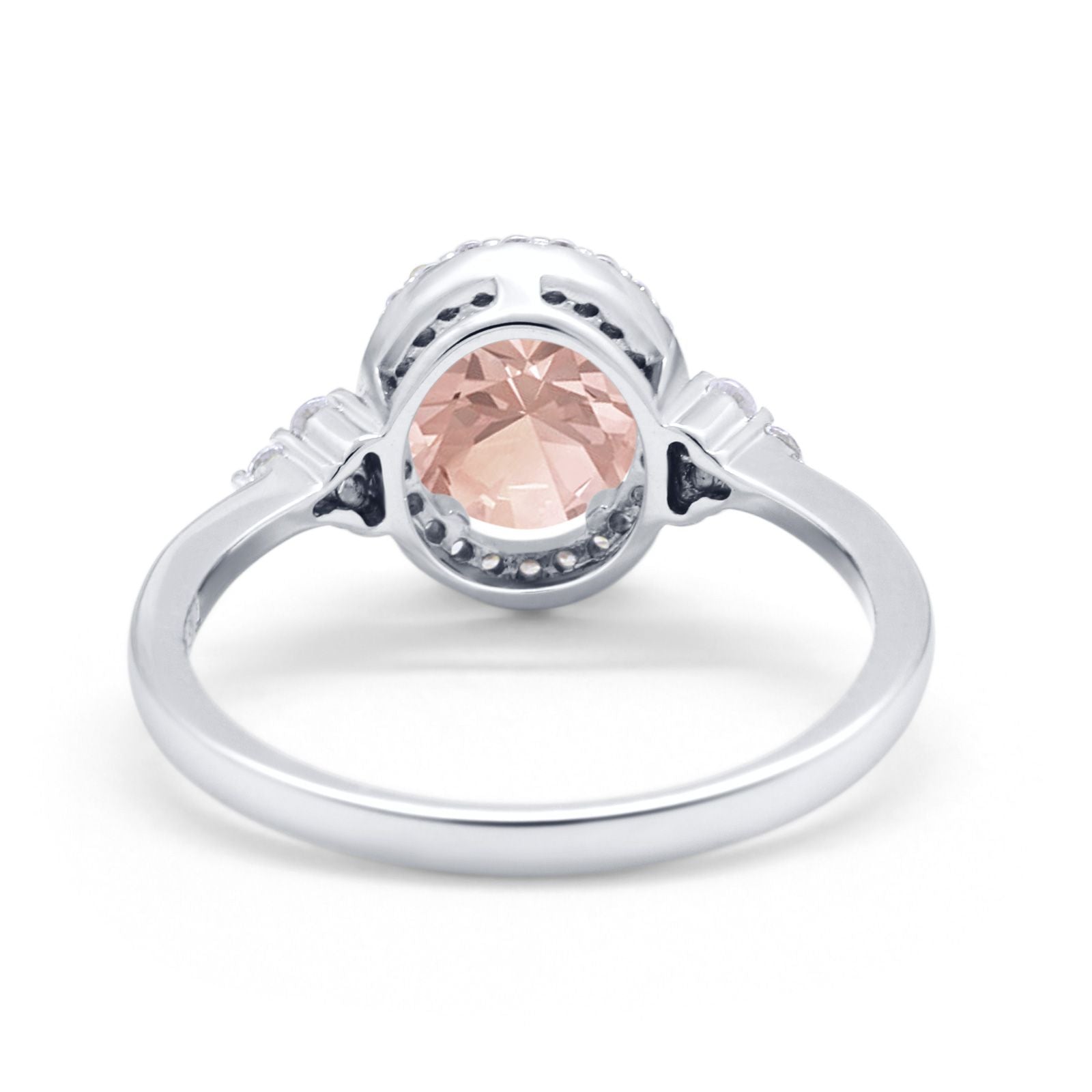 Halo Art Deco Oval Engagement Ring Simulated Cubic Zirconia 925 Sterling Silver
