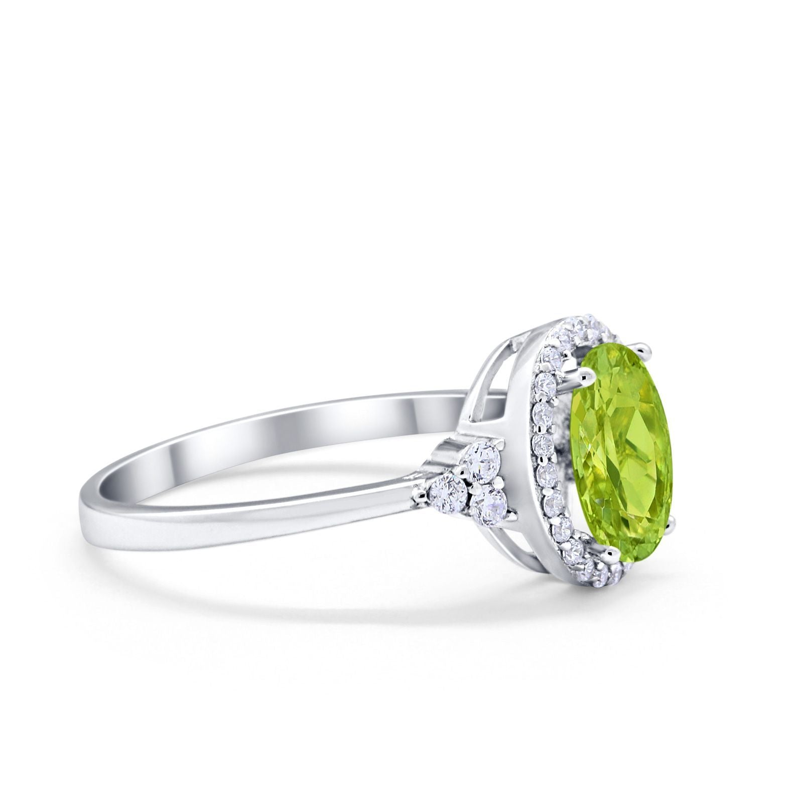 Halo Art Deco Oval Engagement Ring Simulated Cubic Zirconia 925 Sterling Silver