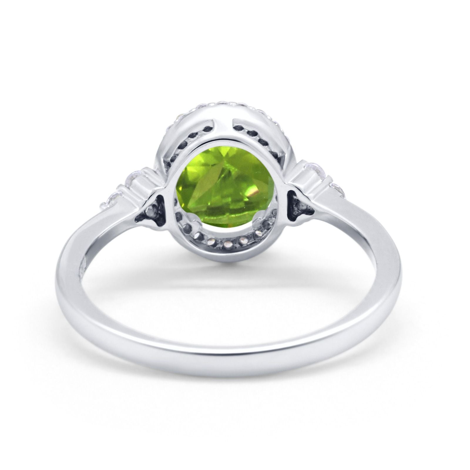 Halo Art Deco Oval Engagement Ring Simulated Cubic Zirconia 925 Sterling Silver