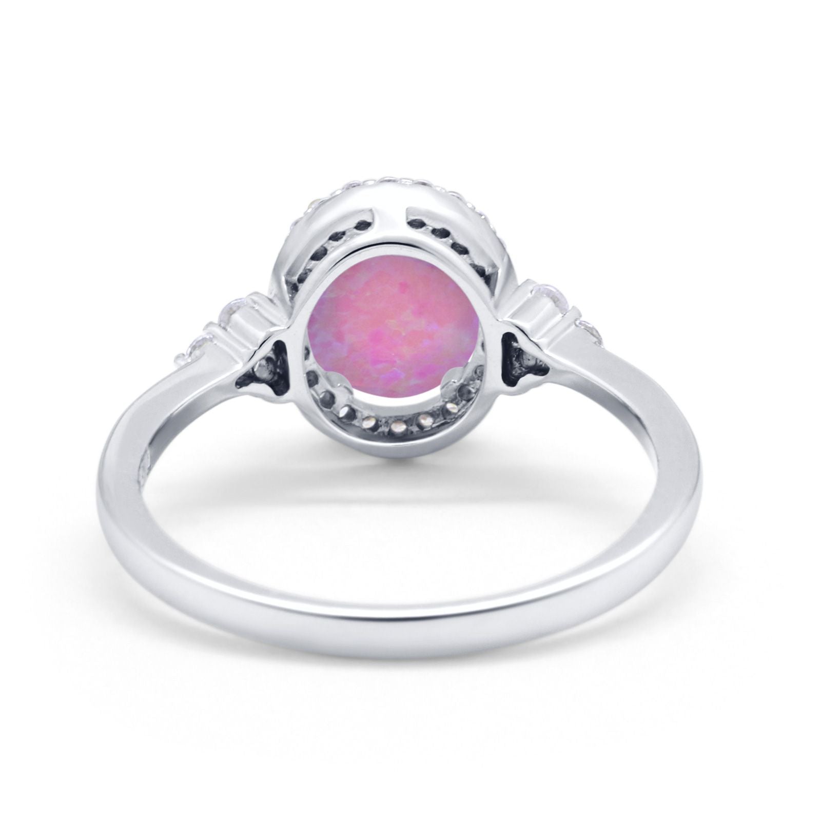 Halo Art Deco Oval Engagement Ring Simulated Cubic Zirconia 925 Sterling Silver