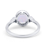 Halo Art Deco Oval Engagement Ring Simulated Cubic Zirconia 925 Sterling Silver