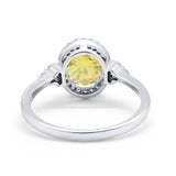 Halo Art Deco Oval Engagement Ring Simulated Cubic Zirconia 925 Sterling Silver