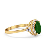 Halo Art Deco Oval Engagement Ring Simulated Cubic Zirconia 925 Sterling Silver