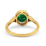 Halo Art Deco Oval Engagement Ring Simulated Cubic Zirconia 925 Sterling Silver