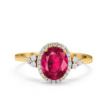 Halo Art Deco Oval Engagement Ring Simulated Cubic Zirconia 925 Sterling Silver