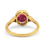 Halo Art Deco Oval Engagement Ring Simulated Cubic Zirconia 925 Sterling Silver