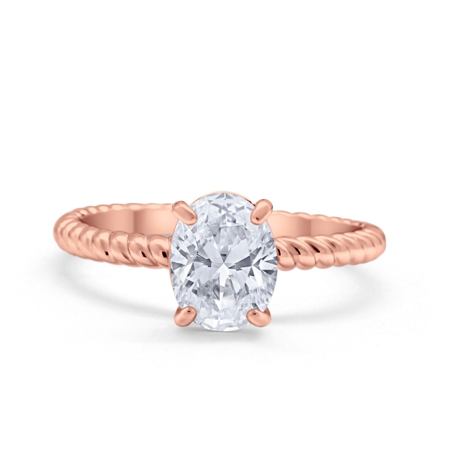 Solitaire Braided Engagement Ring Simulated Cubic Zirconia 925 Sterling Silver