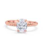 Solitaire Braided Engagement Ring Simulated Cubic Zirconia 925 Sterling Silver