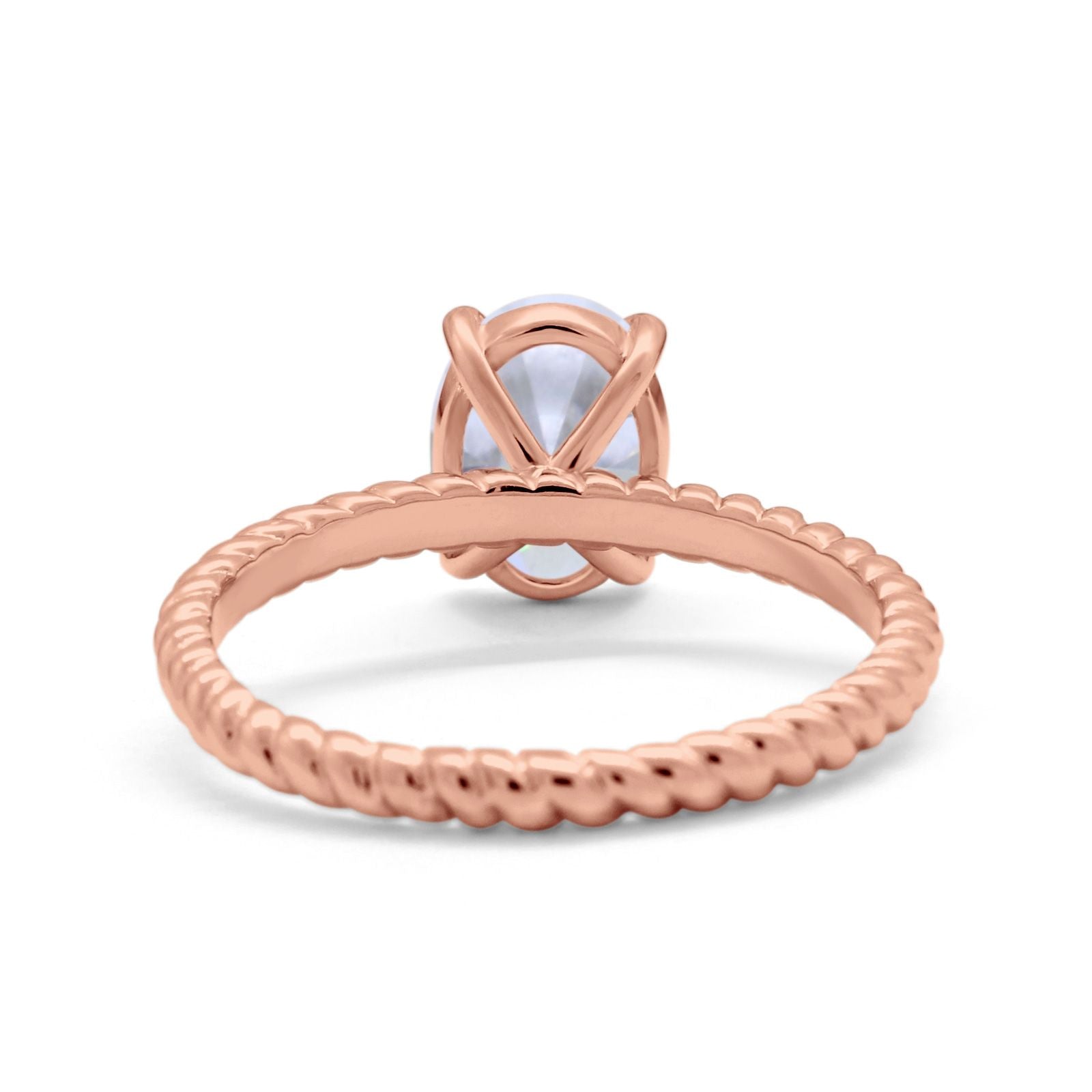 Solitaire Braided Engagement Ring Simulated Cubic Zirconia 925 Sterling Silver