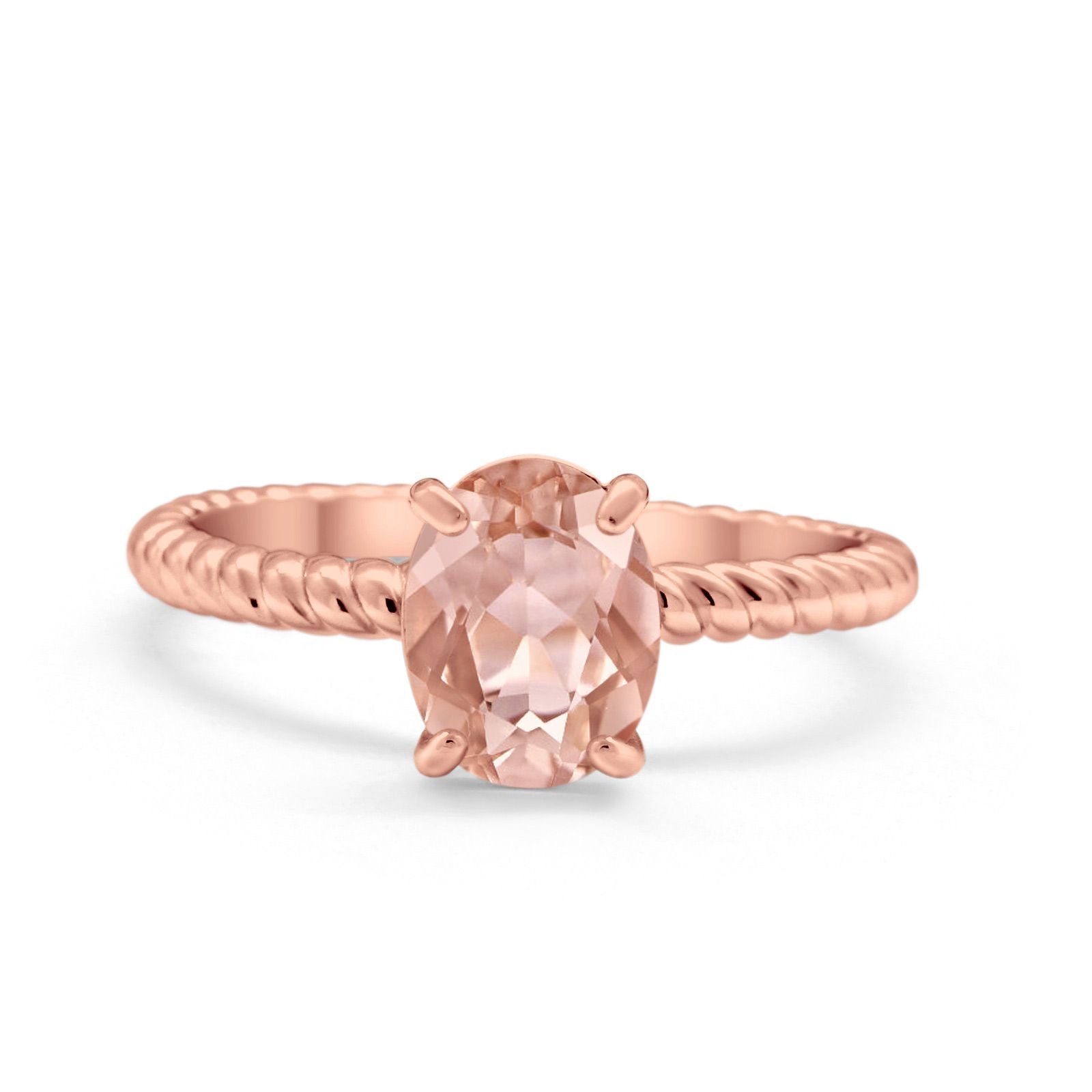 Solitaire Braided Engagement Ring Simulated Cubic Zirconia 925 Sterling Silver