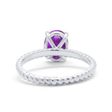 Solitaire Braided Engagement Ring Simulated Cubic Zirconia 925 Sterling Silver