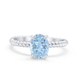 Solitaire Braided Engagement Ring Simulated Cubic Zirconia 925 Sterling Silver