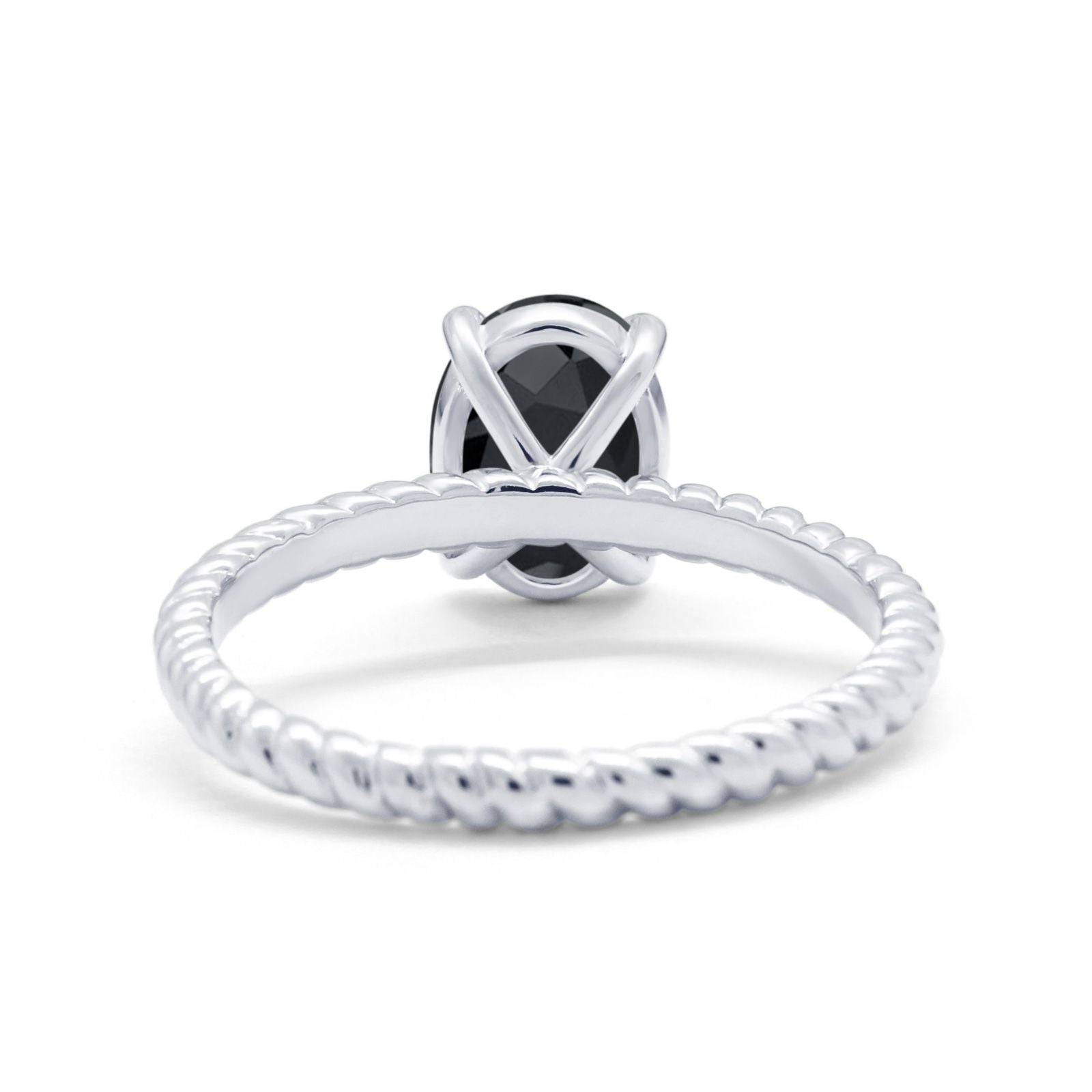 Solitaire Braided Engagement Ring Simulated Cubic Zirconia 925 Sterling Silver