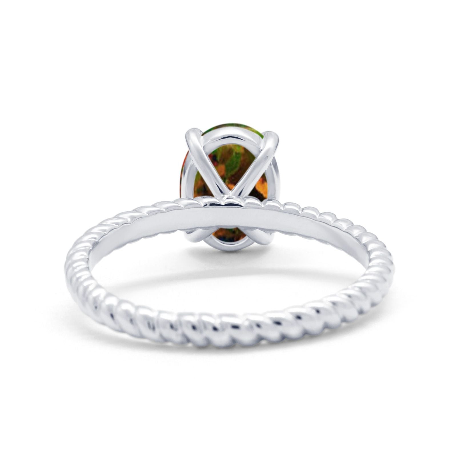 Solitaire Braided Engagement Ring Simulated Cubic Zirconia 925 Sterling Silver