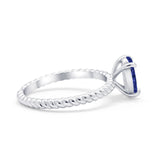 Solitaire Braided Engagement Ring Simulated Cubic Zirconia 925 Sterling Silver