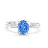 Solitaire Braided Engagement Ring Simulated Cubic Zirconia 925 Sterling Silver