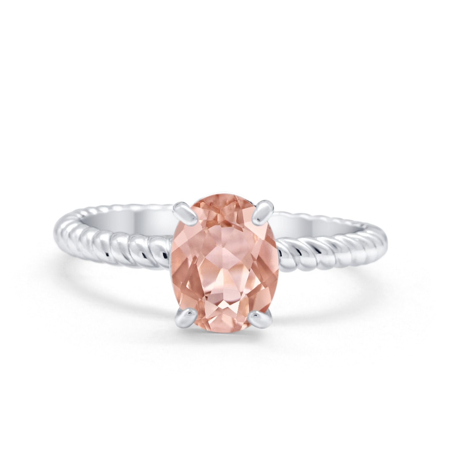 Solitaire Braided Engagement Ring Simulated Cubic Zirconia 925 Sterling Silver