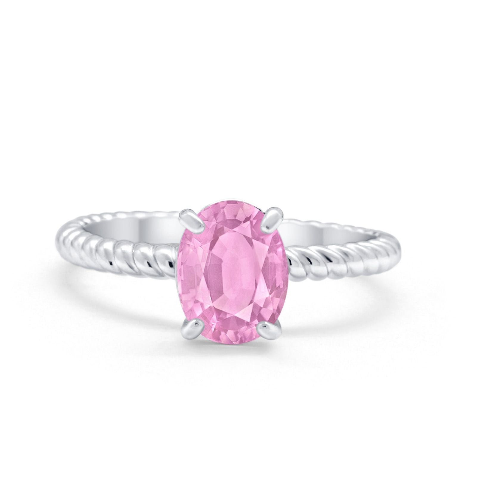 Solitaire Braided Engagement Ring Simulated Cubic Zirconia 925 Sterling Silver