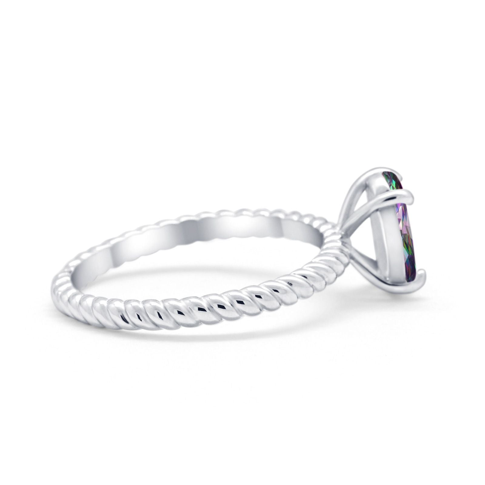 Solitaire Braided Engagement Ring Simulated Cubic Zirconia 925 Sterling Silver