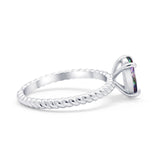 Solitaire Braided Engagement Ring Simulated Cubic Zirconia 925 Sterling Silver