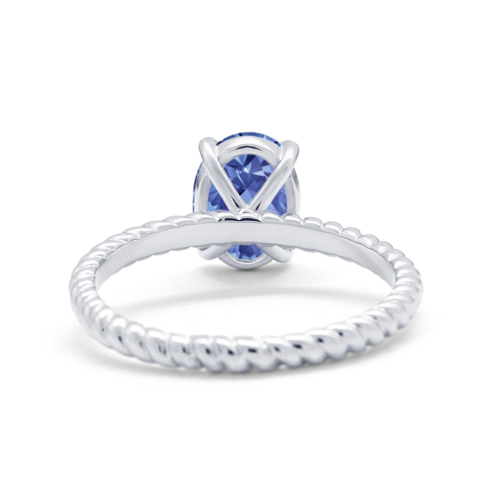 Solitaire Braided Engagement Ring Simulated Cubic Zirconia 925 Sterling Silver