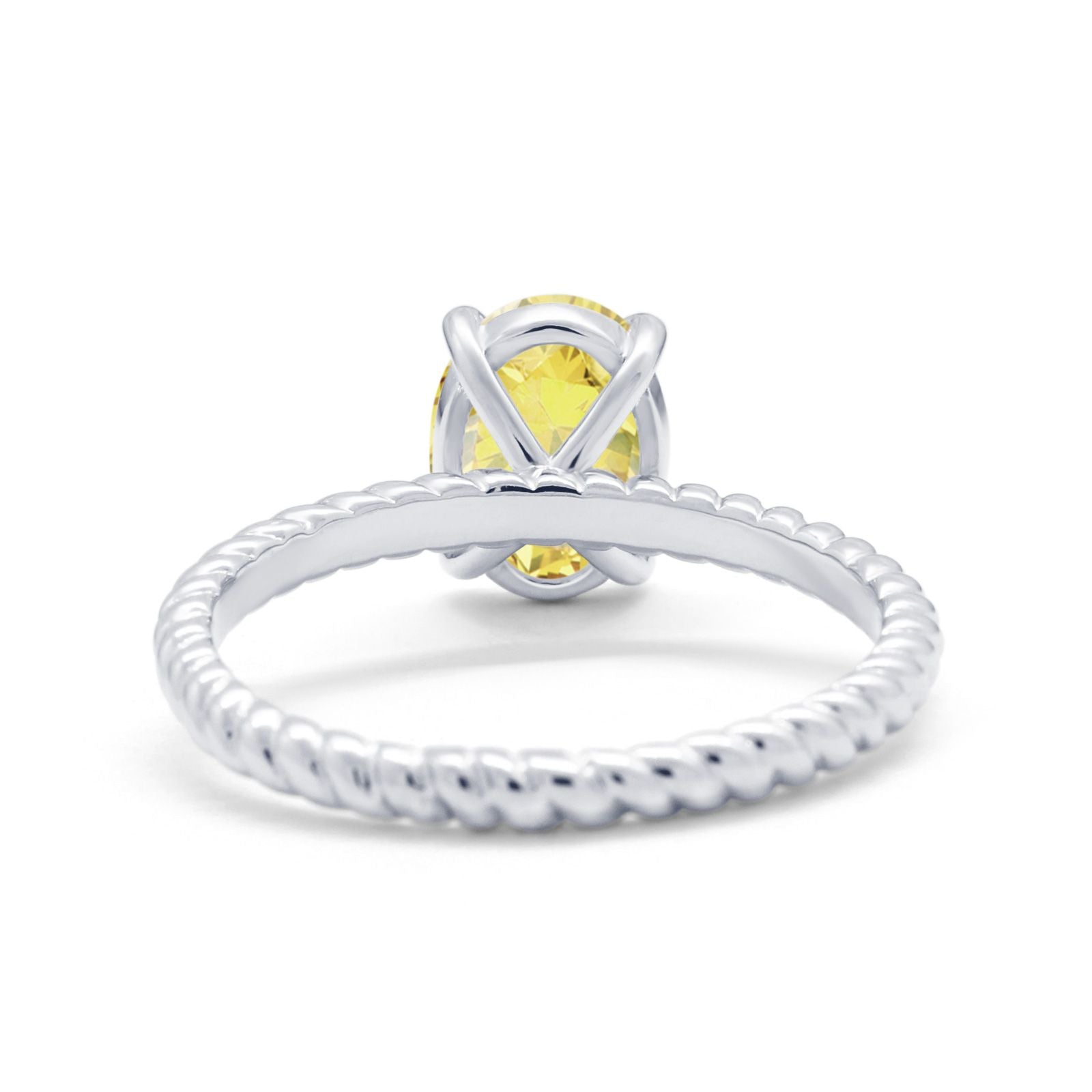 Solitaire Braided Engagement Ring Simulated Cubic Zirconia 925 Sterling Silver