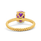 Solitaire Braided Engagement Ring Simulated Cubic Zirconia 925 Sterling Silver