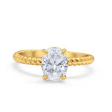 Solitaire Braided Engagement Ring Simulated Cubic Zirconia 925 Sterling Silver