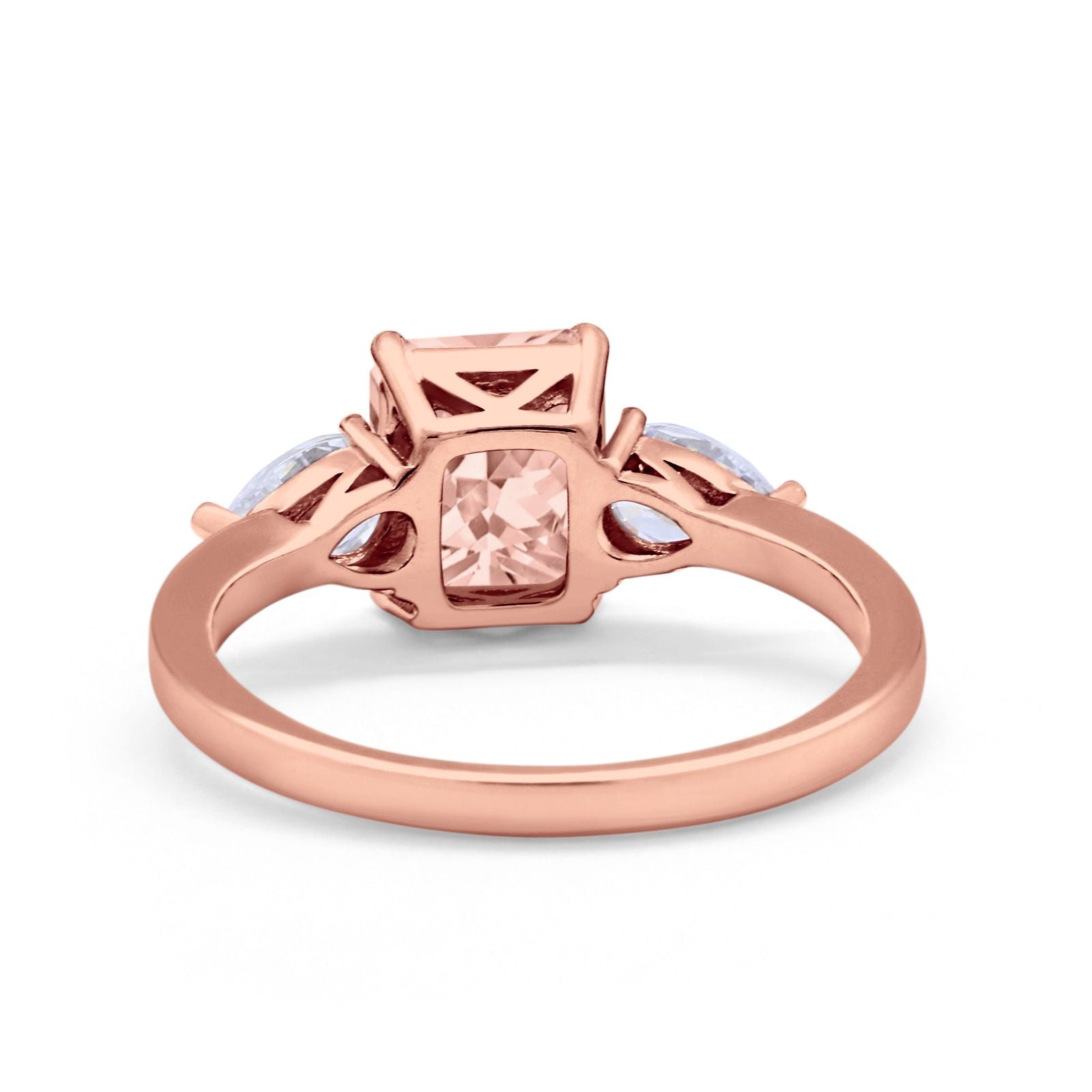 Three Stone Engagement Ring Teardrop Simulated Cubic Zirconia 925 Sterling Silver