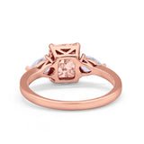 Three Stone Engagement Ring Teardrop Simulated Cubic Zirconia 925 Sterling Silver