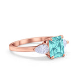 Three Stone Engagement Ring Teardrop Simulated Cubic Zirconia 925 Sterling Silver