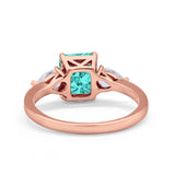 Three Stone Engagement Ring Teardrop Simulated Cubic Zirconia 925 Sterling Silver