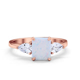 Three Stone Engagement Ring Teardrop Simulated Cubic Zirconia 925 Sterling Silver