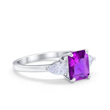 Three Stone Engagement Ring Teardrop Simulated Cubic Zirconia 925 Sterling Silver