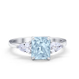 Three Stone Engagement Ring Teardrop Simulated Cubic Zirconia 925 Sterling Silver