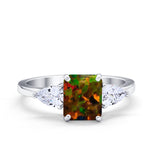 Three Stone Engagement Ring Teardrop Simulated Cubic Zirconia 925 Sterling Silver