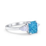 Three Stone Engagement Ring Teardrop Simulated Cubic Zirconia 925 Sterling Silver