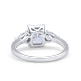 Three Stone Engagement Ring Teardrop Simulated Cubic Zirconia 925 Sterling Silver