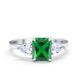 Three Stone Engagement Ring Teardrop Simulated Cubic Zirconia 925 Sterling Silver