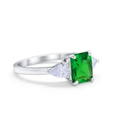 Three Stone Engagement Ring Teardrop Simulated Cubic Zirconia 925 Sterling Silver