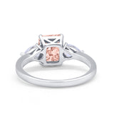 Three Stone Engagement Ring Teardrop Simulated Cubic Zirconia 925 Sterling Silver